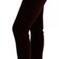 Bordeauxrote Slim Fit-Hose aus Stretch-Samt