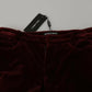 Bordeauxrote Slim Fit-Hose aus Stretch-Samt