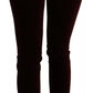 Bordeauxrote Slim Fit-Hose aus Stretch-Samt