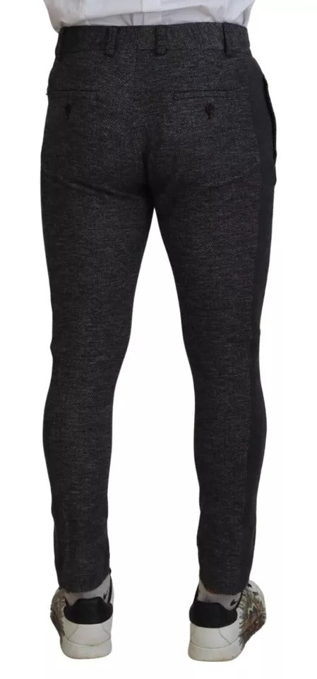 Graue Skinny-Hose aus Viskose mit Chevron-Muster