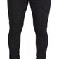 Graue Skinny-Hose aus Viskose mit Chevron-Muster