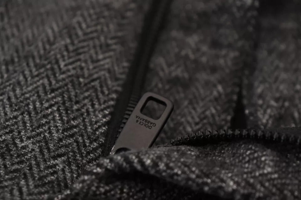 Graue Skinny-Hose aus Viskose mit Chevron-Muster