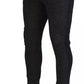 Graue Skinny-Hose aus Viskose mit Chevron-Muster