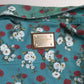 Dolce & Gabbana Blue Floral Cotton Button Down Denim Shirt