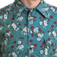 Dolce & Gabbana Blue Floral Cotton Button Down Denim Shirt
