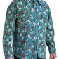 Dolce & Gabbana Blue Floral Cotton Button Down Denim Shirt