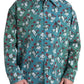 Dolce & Gabbana Blue Floral Cotton Button Down Denim Shirt