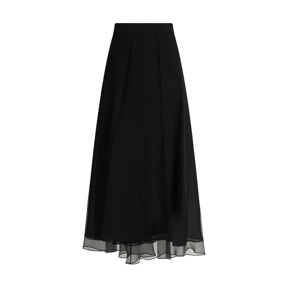 Silk crêpe midi Skirt