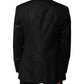 Black Stripe Wool Single Breasted Blazer