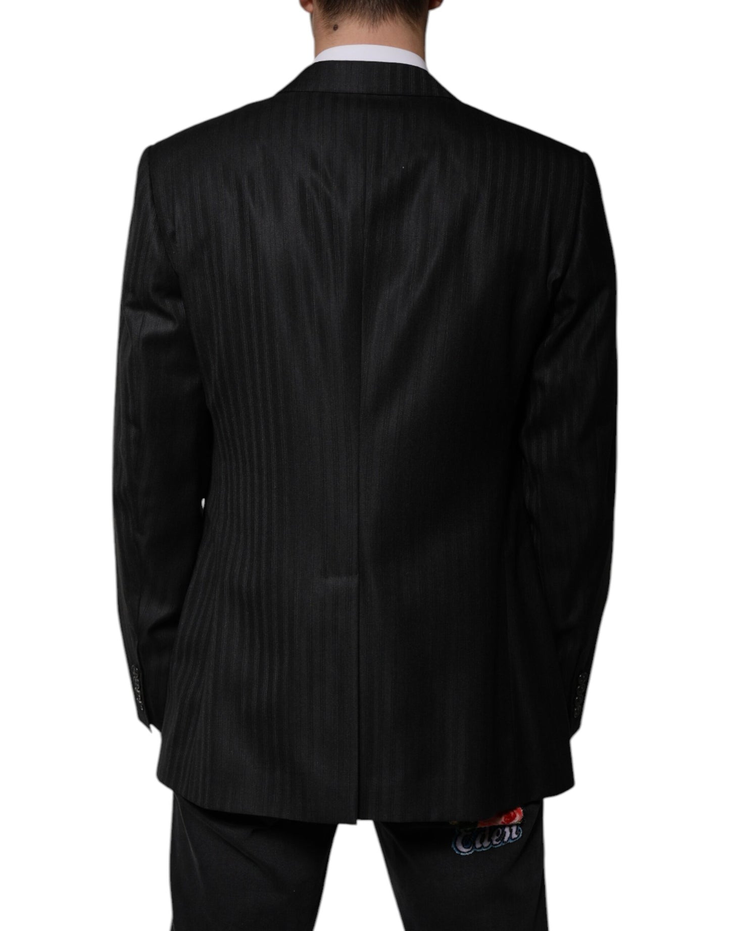 Black Stripe Wool Single Breasted Blazer