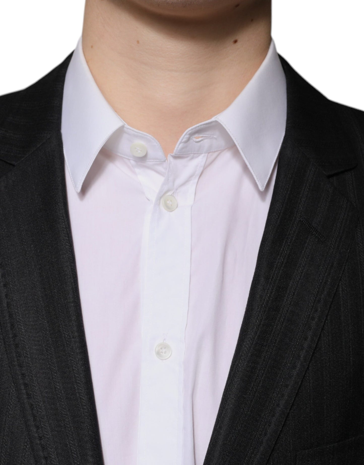 Black Stripe Wool Single Breasted Blazer