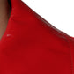 Red Polyester Button Down Collared Jacket