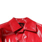 Red Polyester Button Down Collared Jacket