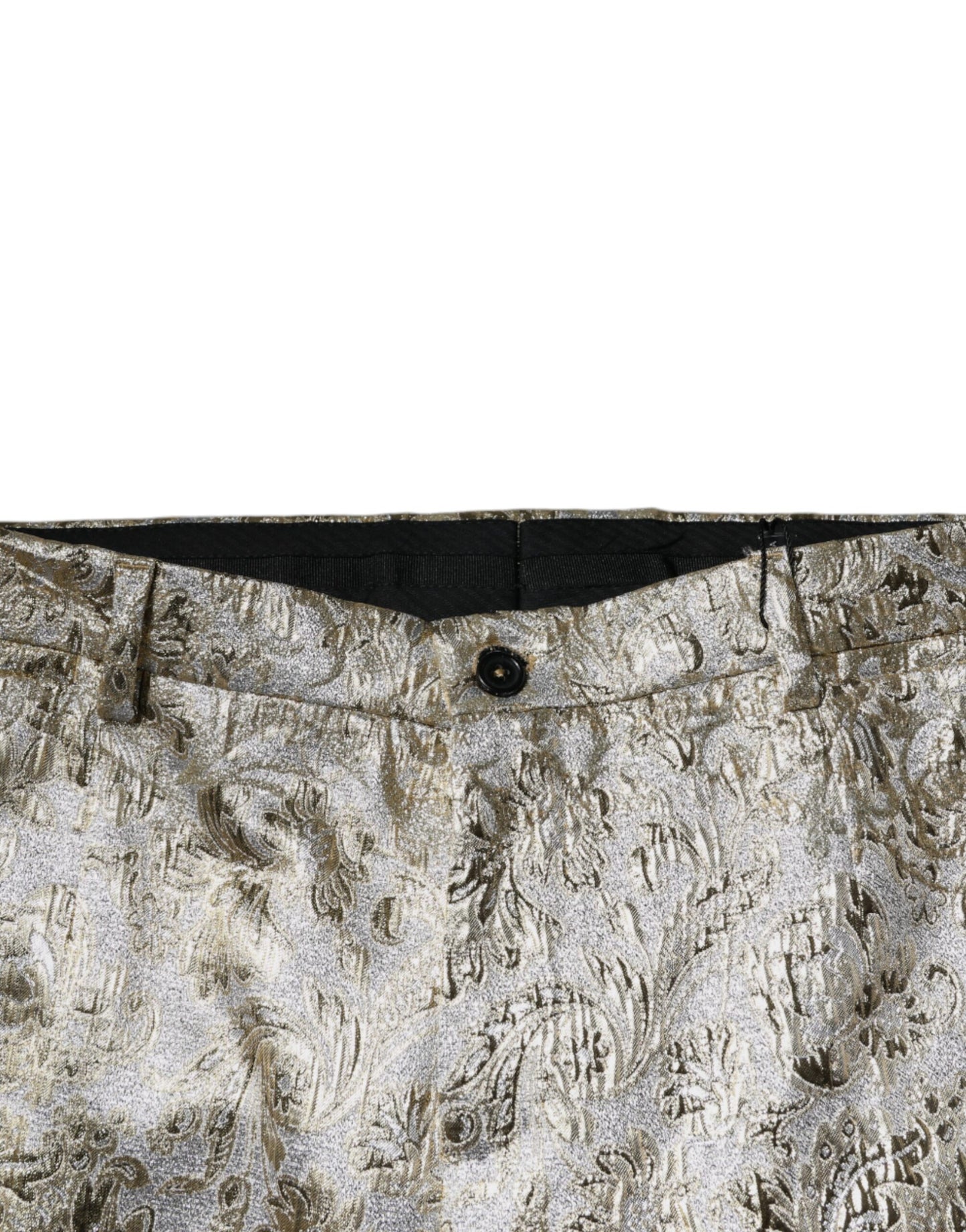 Goldfarbene Jacquard-Anzughose für Herren mit Blumenmuster