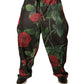 Schwarze Jogginghose aus Polyester mit Blumenmuster