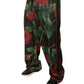 Schwarze Jogginghose aus Polyester mit Blumenmuster