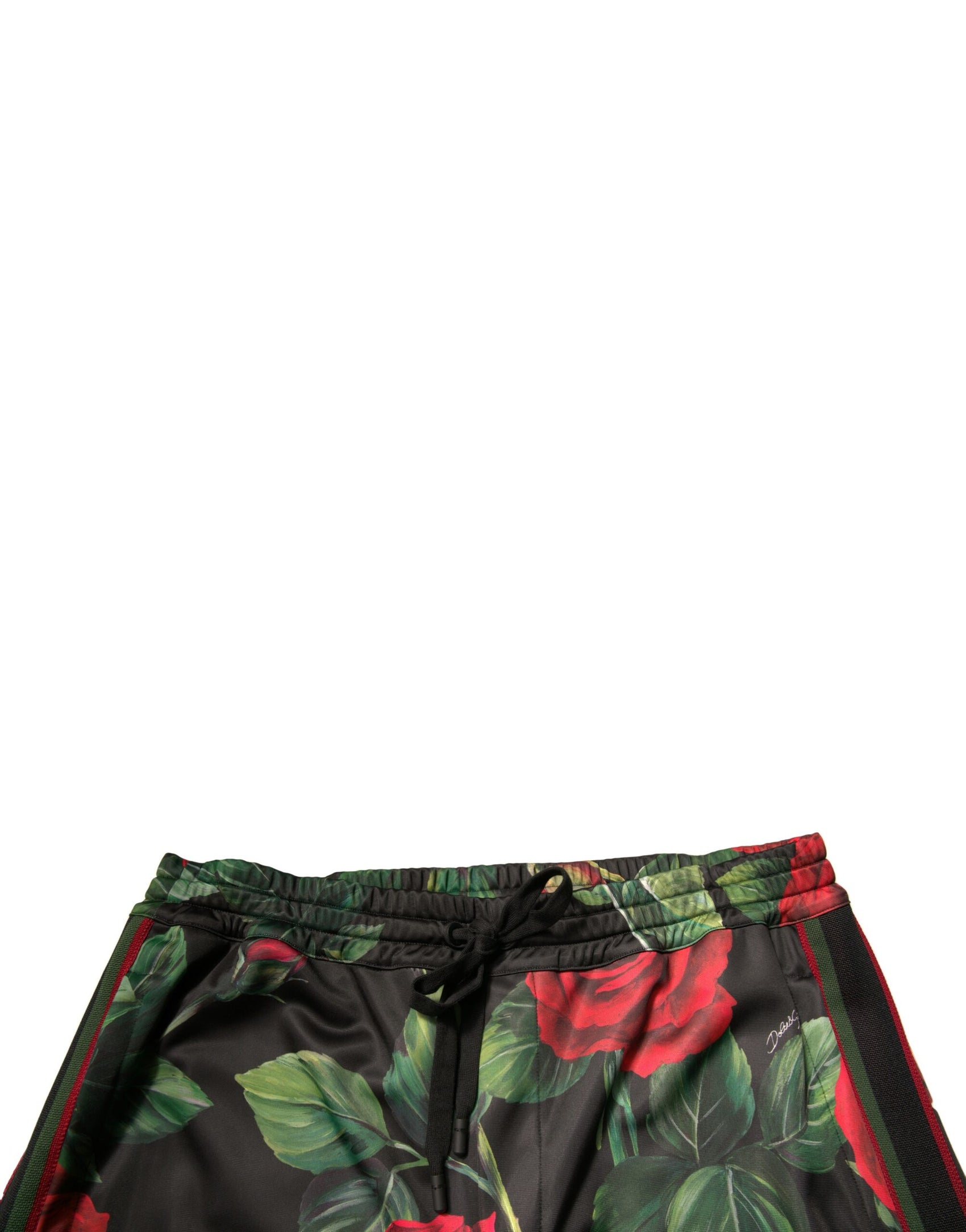 Schwarze Jogginghose aus Polyester mit Blumenmuster