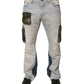 Hellblaue Cargo-Jeans aus Baumwolle mit geradem Bein