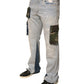 Hellblaue Cargo-Jeans aus Baumwolle mit geradem Bein
