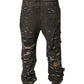Graue zerfetzte gerade Herren-Jeans aus Baumwolle
