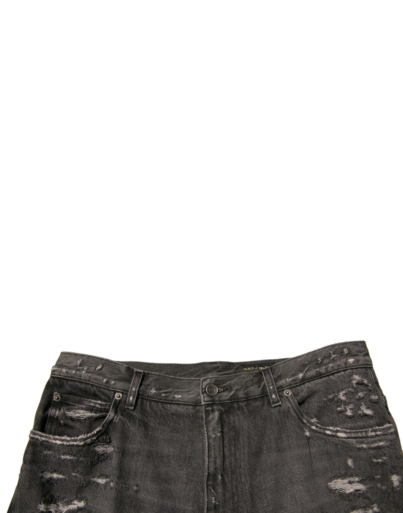 Graue zerfetzte gerade Herren-Jeans aus Baumwolle