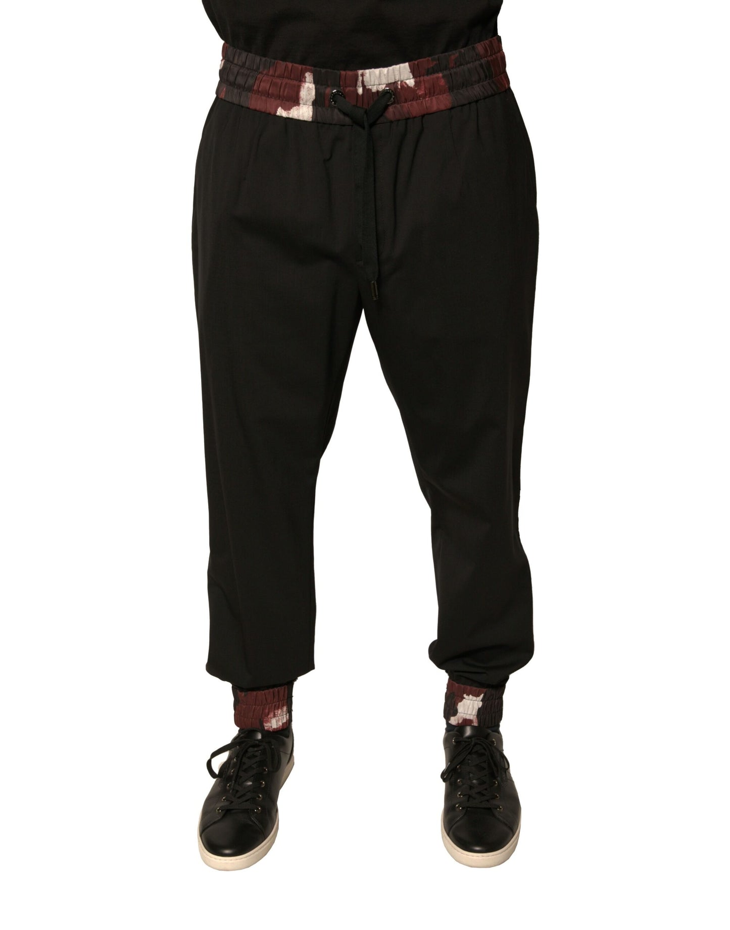 Schwarze Jogginghose aus Wolle mit Camouflage-Muster