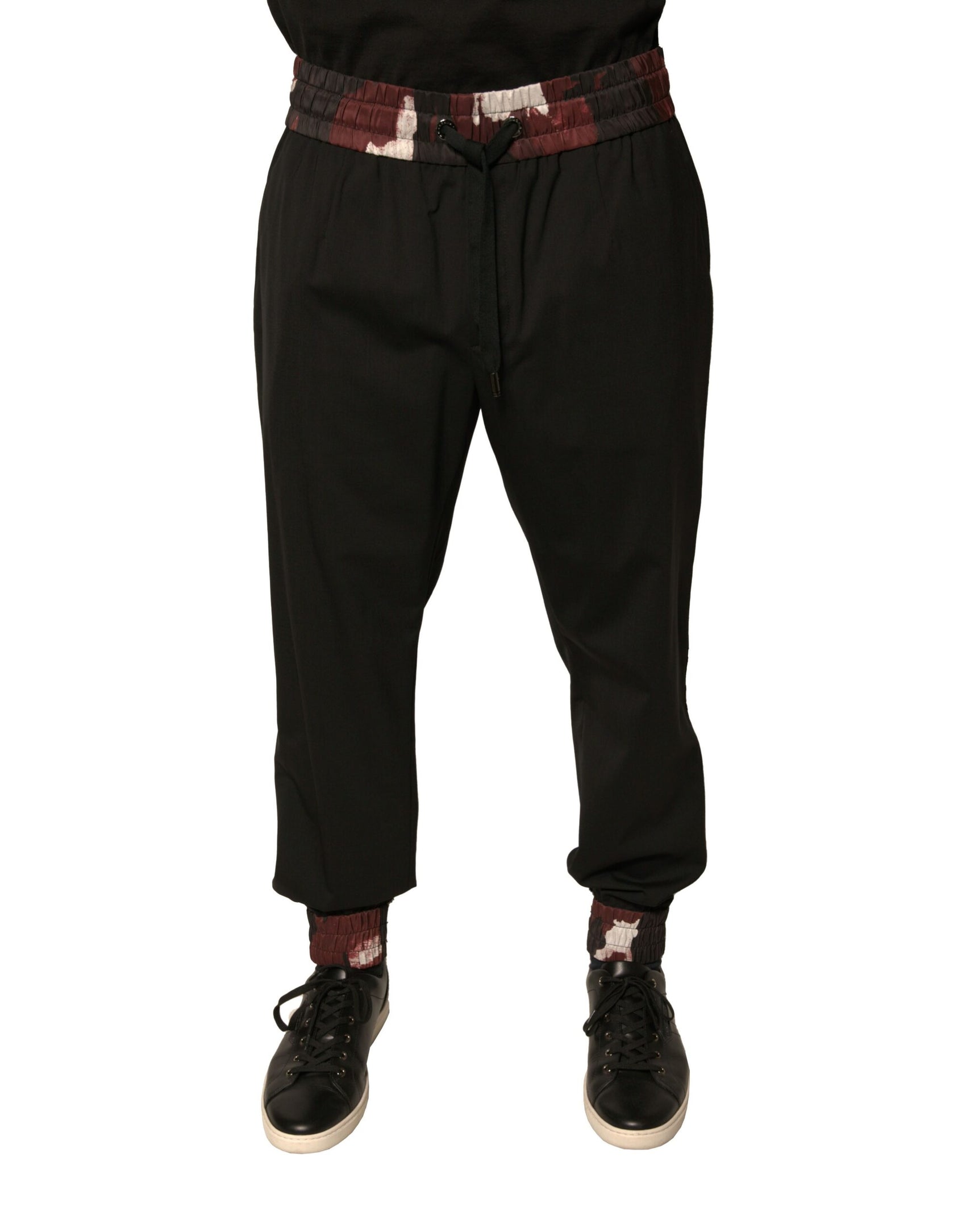 Schwarze Jogginghose aus Wolle mit Camouflage-Muster