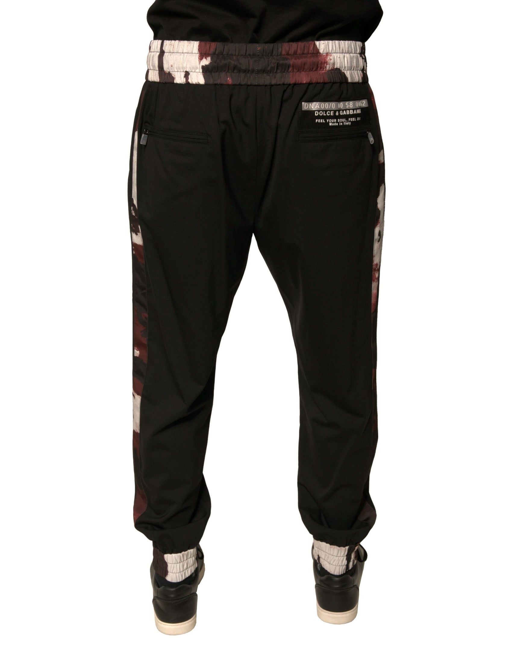 Schwarze Jogginghose aus Wolle mit Camouflage-Muster