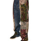 Blaue Patchwork-Jeans aus Baumwoll-Straight-Denim