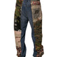 Blaue Patchwork-Jeans aus Baumwoll-Straight-Denim
