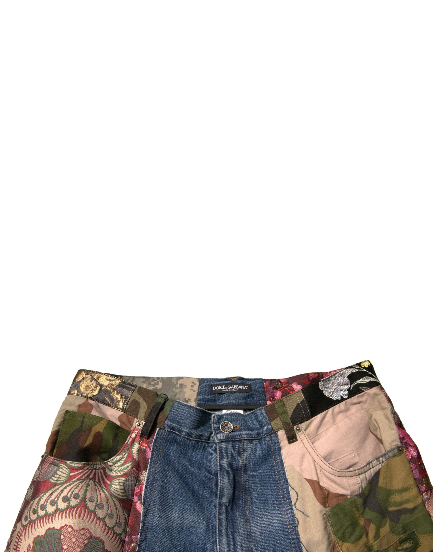 Blaue Patchwork-Jeans aus Baumwoll-Straight-Denim