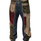 Blaue Patchwork-Jeans aus Baumwoll-Straight-Denim