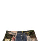Blaue Patchwork-Jeans aus Baumwoll-Straight-Denim