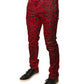 Rote Skinny-Jeans aus Baumwollstretch mit Leopardenmuster