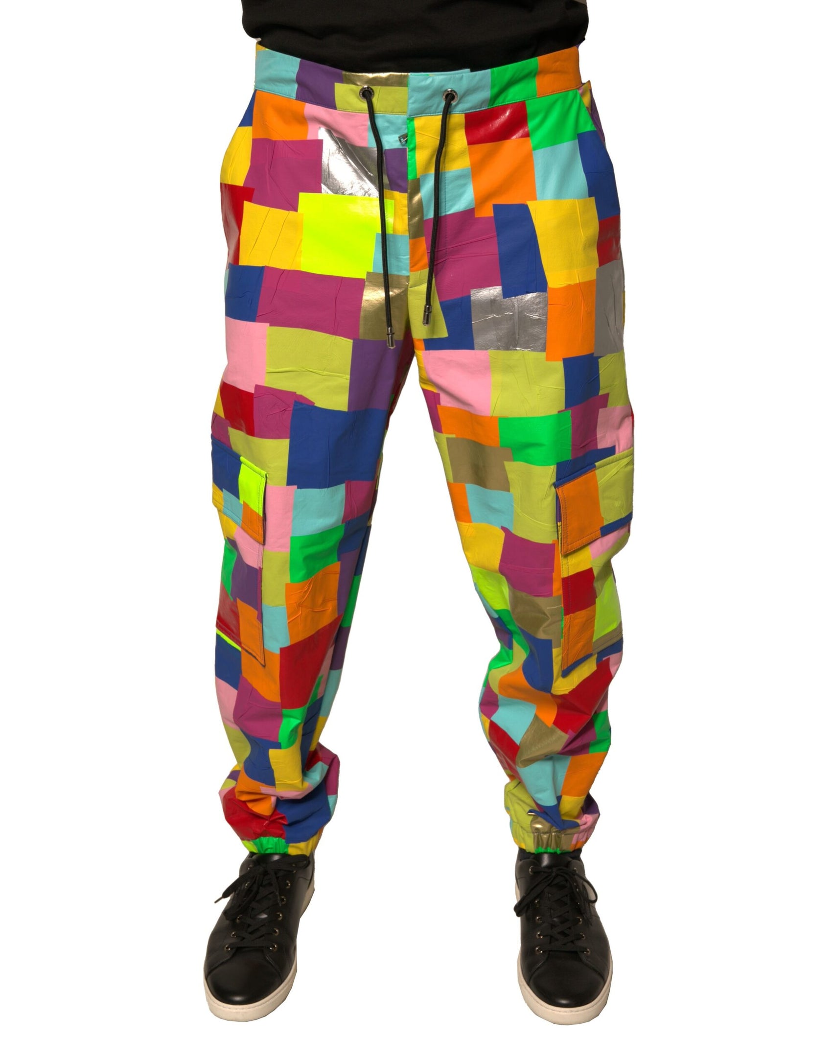 Mehrfarbige Herren-Cargohose aus Baumwolle mit Patchwork