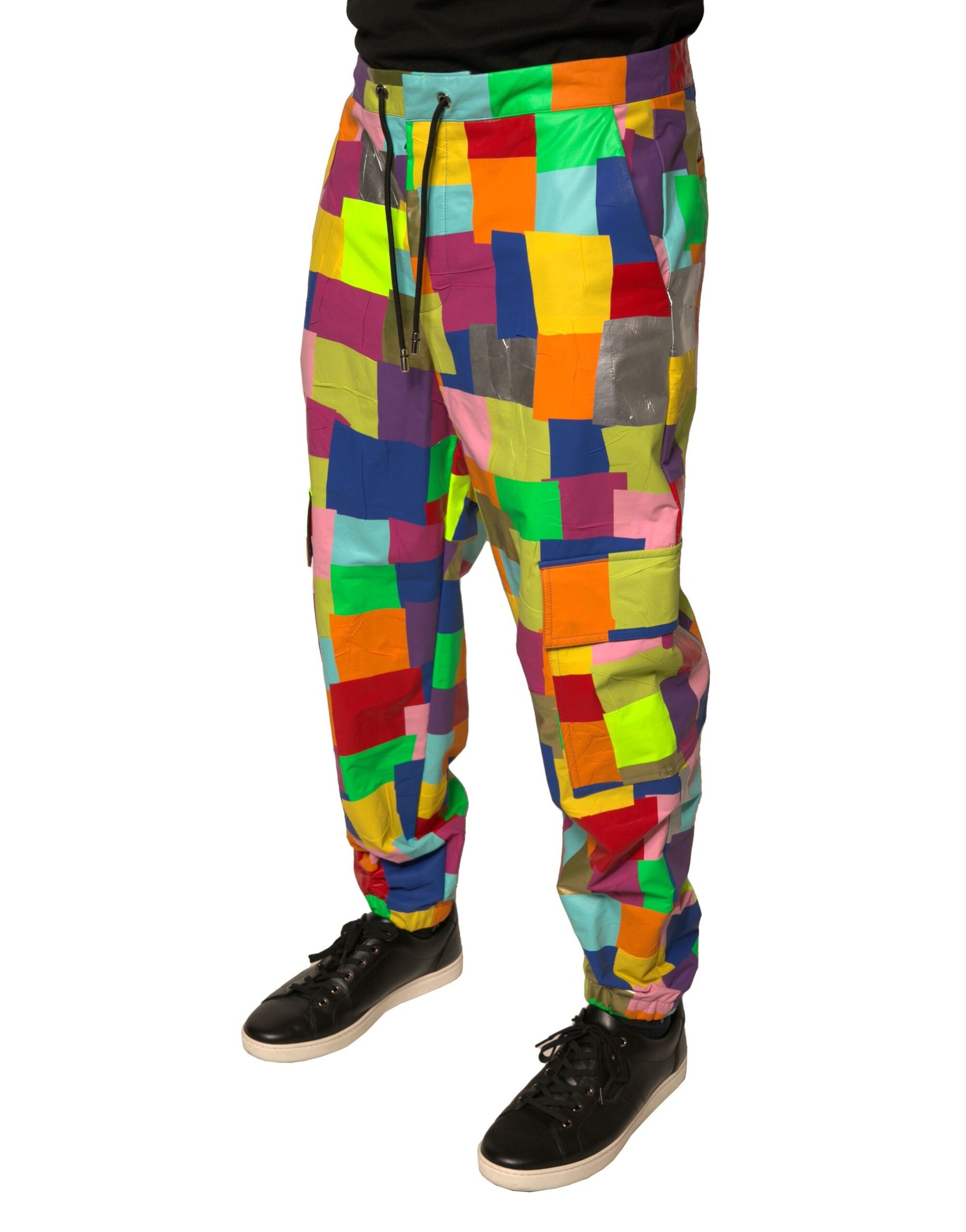 Mehrfarbige Herren-Cargohose aus Baumwolle mit Patchwork