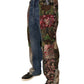 Blaue Patchwork-Jeans aus Baumwoll-Straight-Denim
