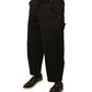 Schwarze, verkürzte Hose aus Baumwolle mit mittlerer Taille
