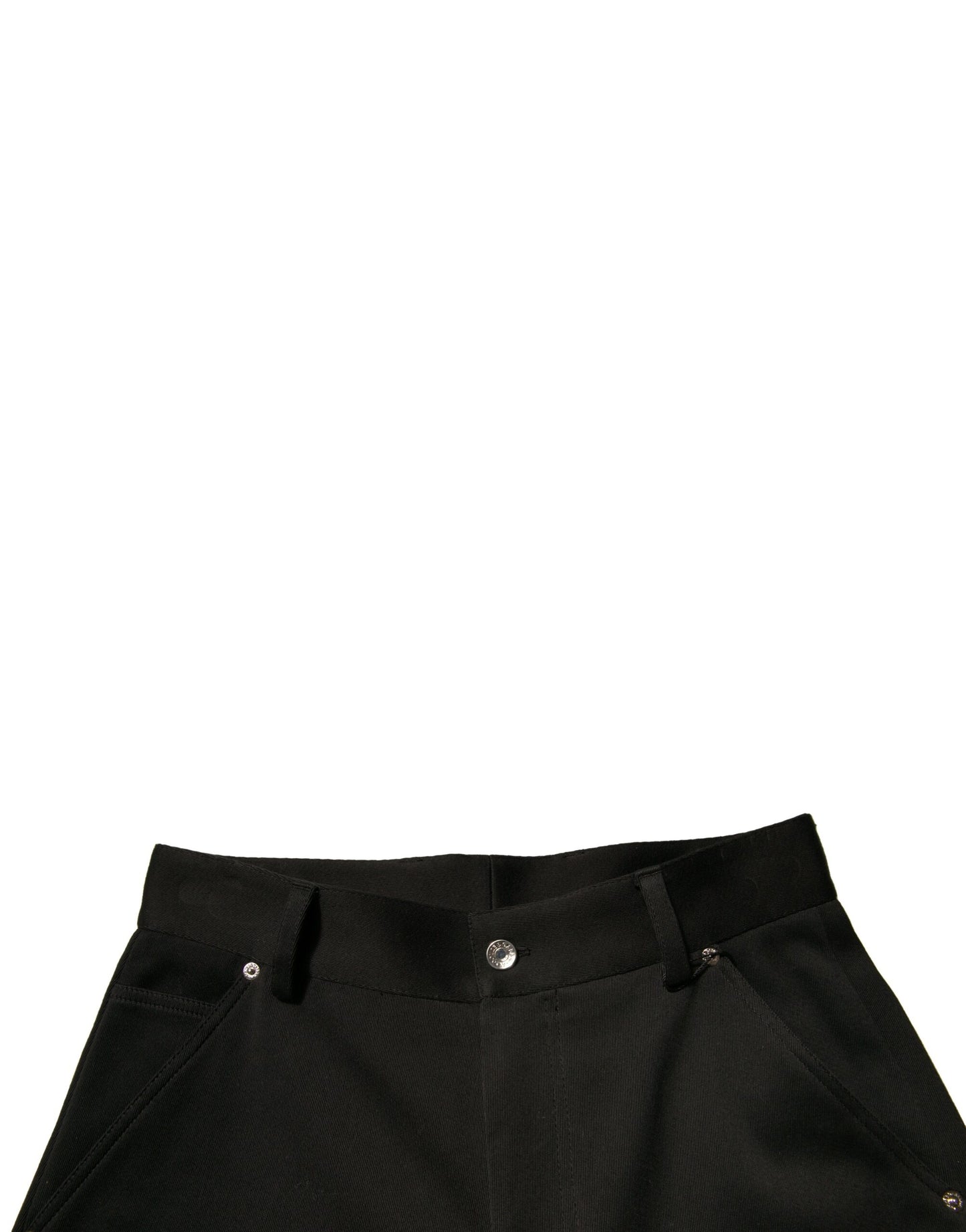 Schwarze, verkürzte Hose aus Baumwolle mit mittlerer Taille