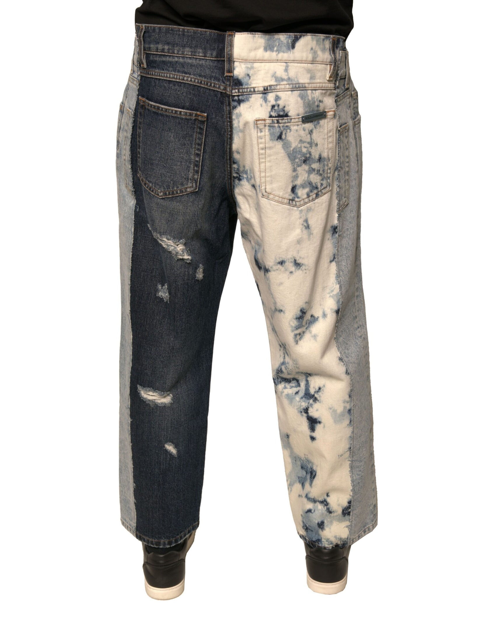 Mehrfarbige Patchwork-Jeans aus Baumwolle mit geradem Schnitt für Herren