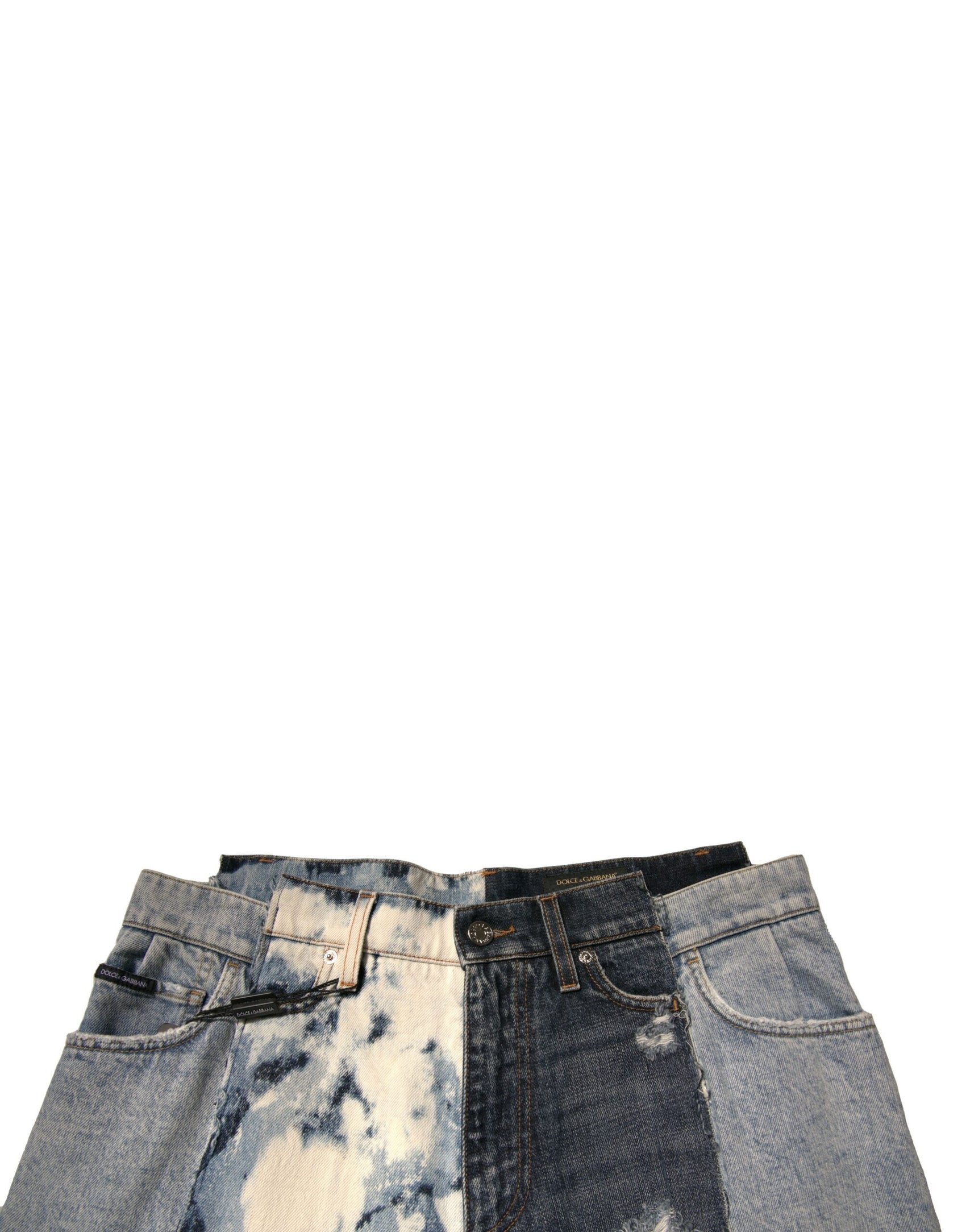 Mehrfarbige Patchwork-Jeans aus Baumwolle mit geradem Schnitt für Herren