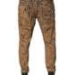 Braune Skinny-Jeans aus zerfetzter Baumwolle
