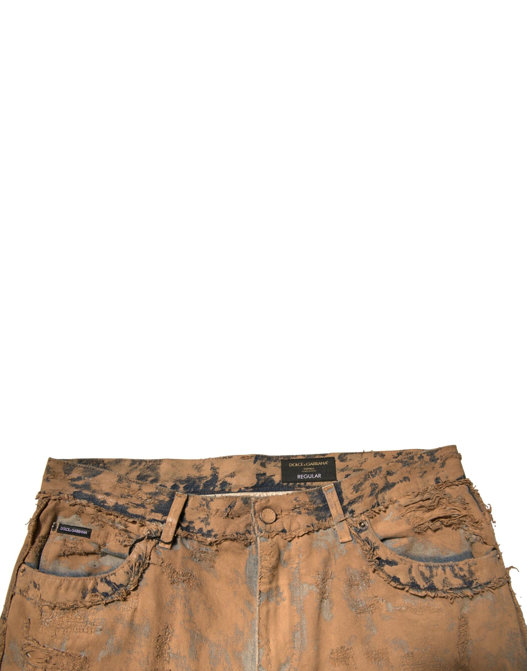 Braune Skinny-Jeans aus zerfetzter Baumwolle