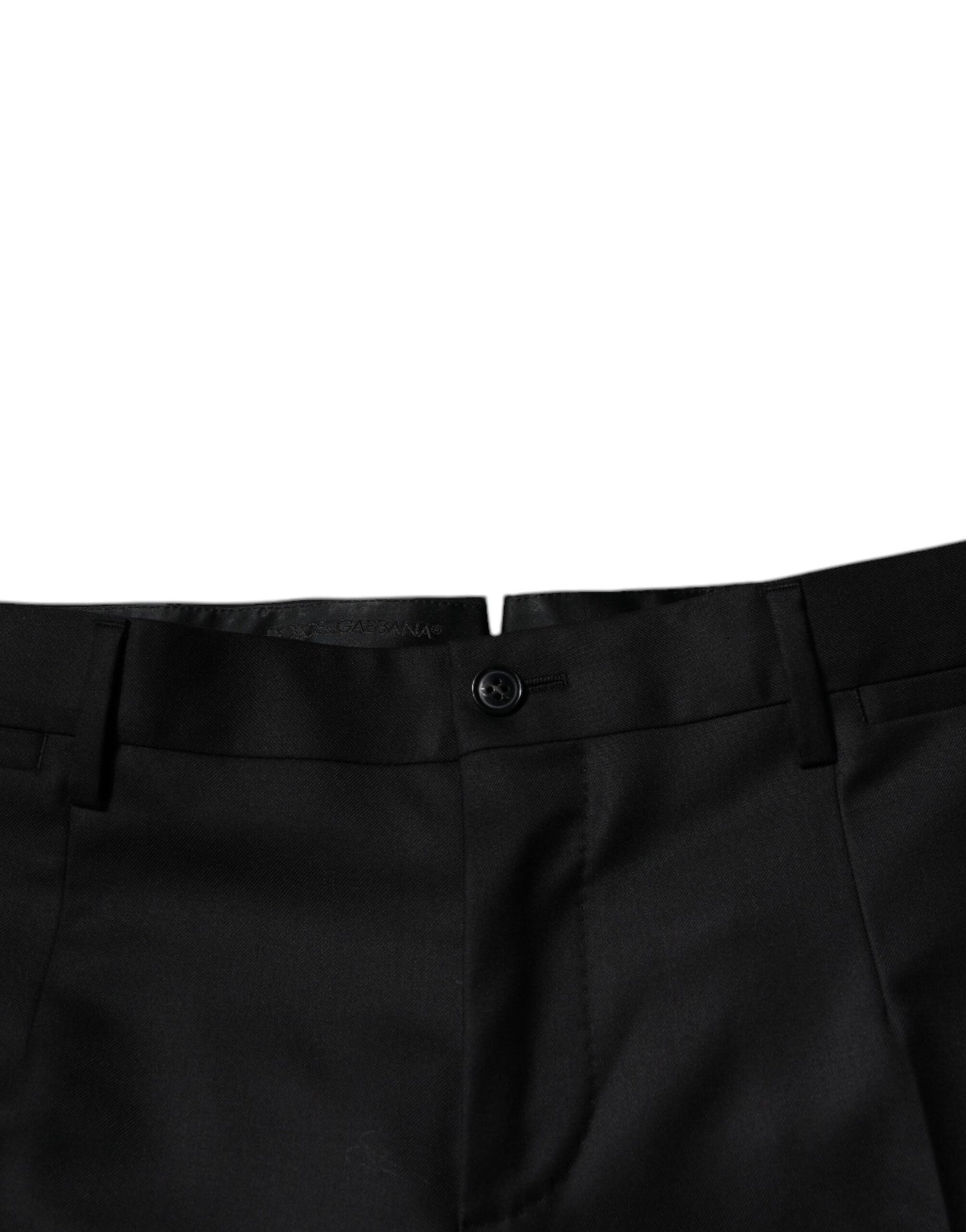 Schwarze, schmal zulaufende Anzughose aus Wolle