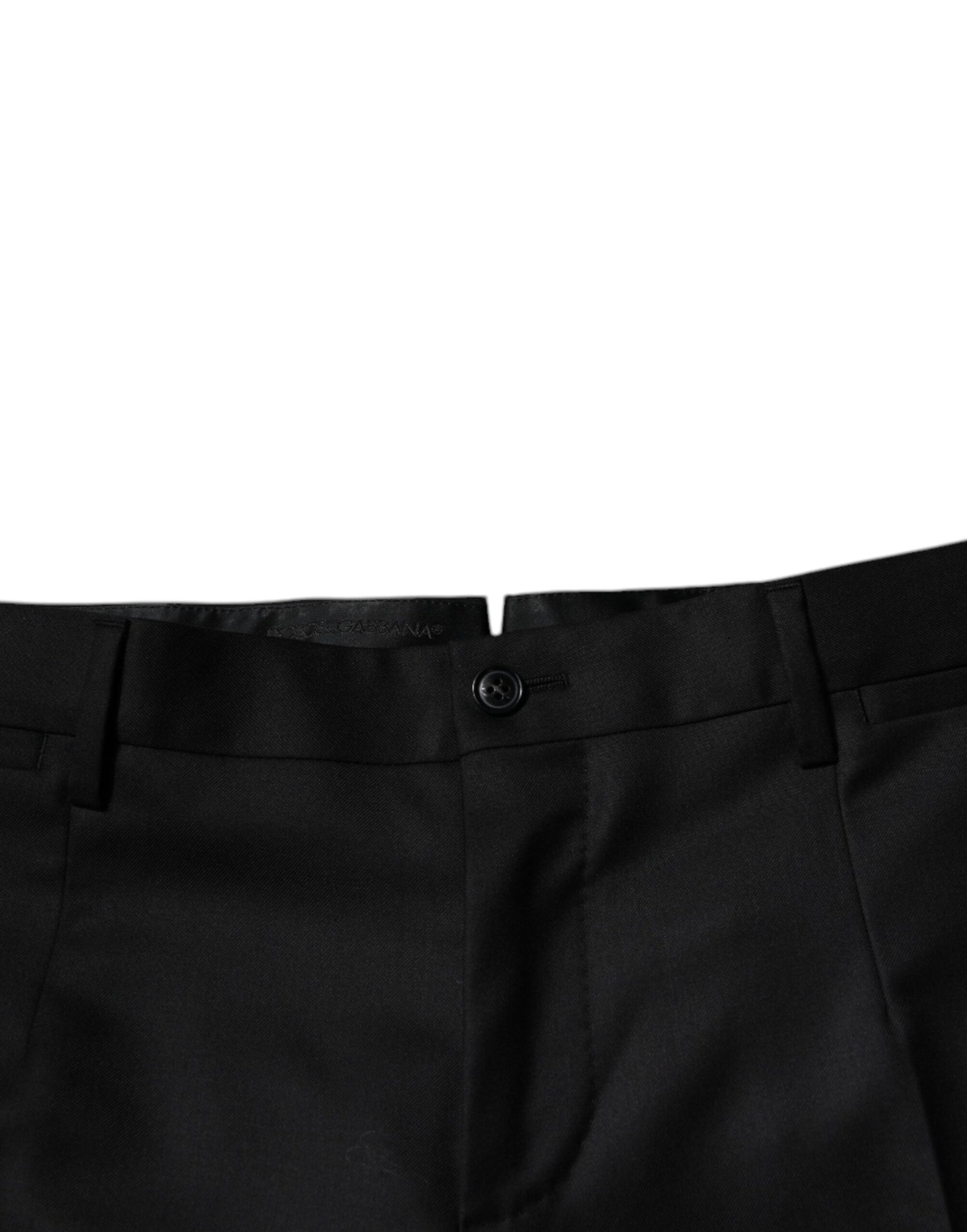 Schwarze, schmal zulaufende Anzughose aus Wolle