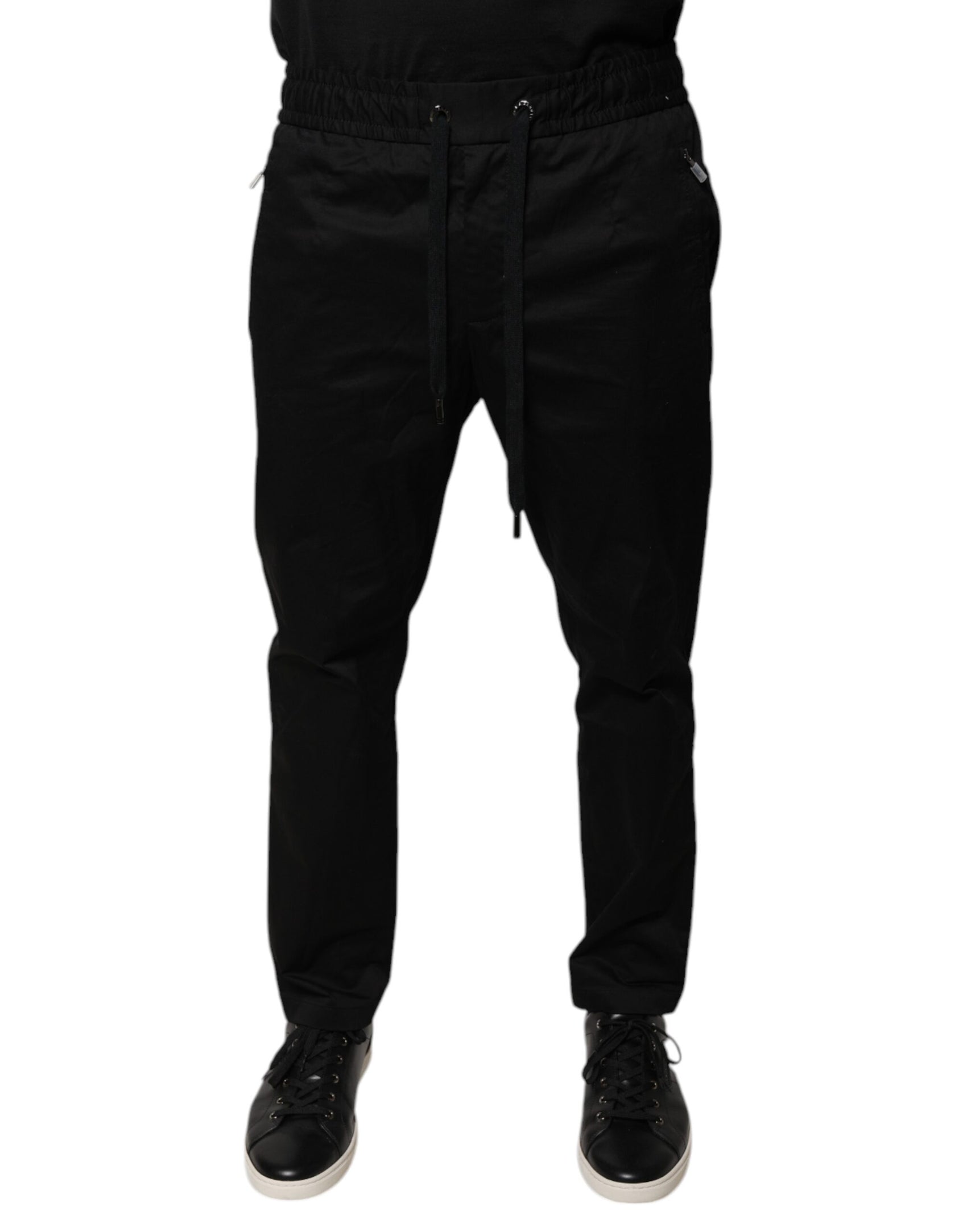 Schwarze Skinny-Jogginghose aus Baumwollstretch