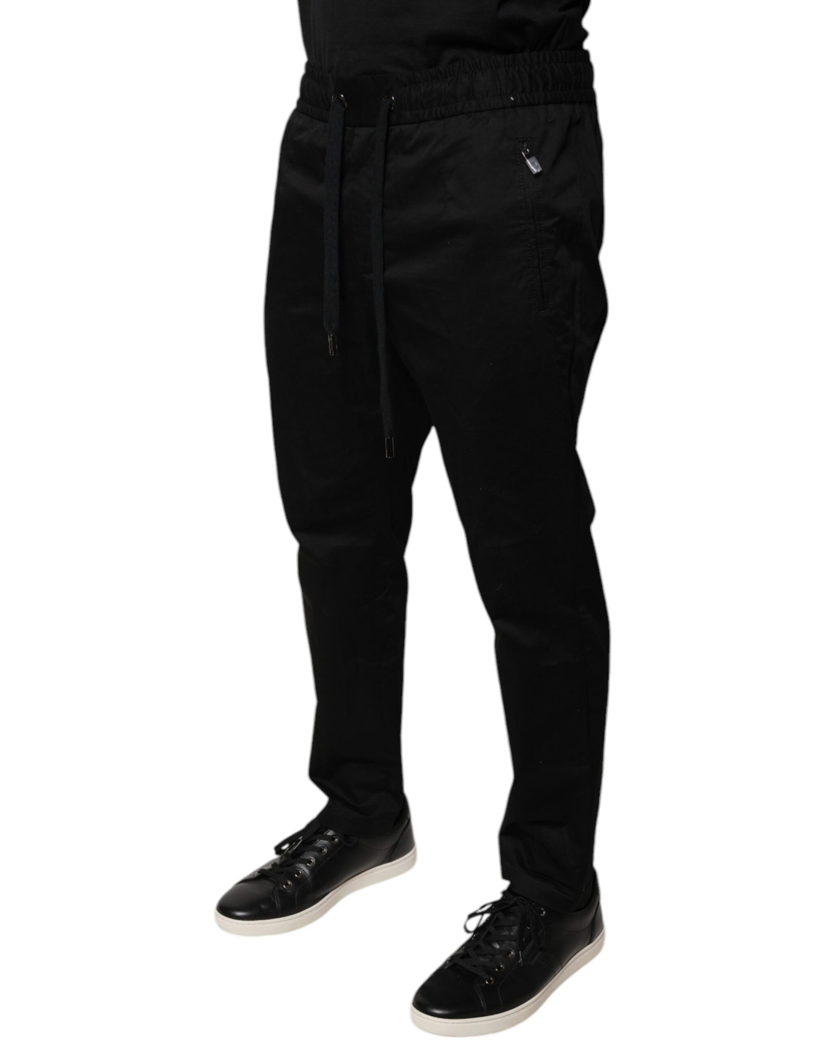 Schwarze Skinny-Jogginghose aus Baumwollstretch