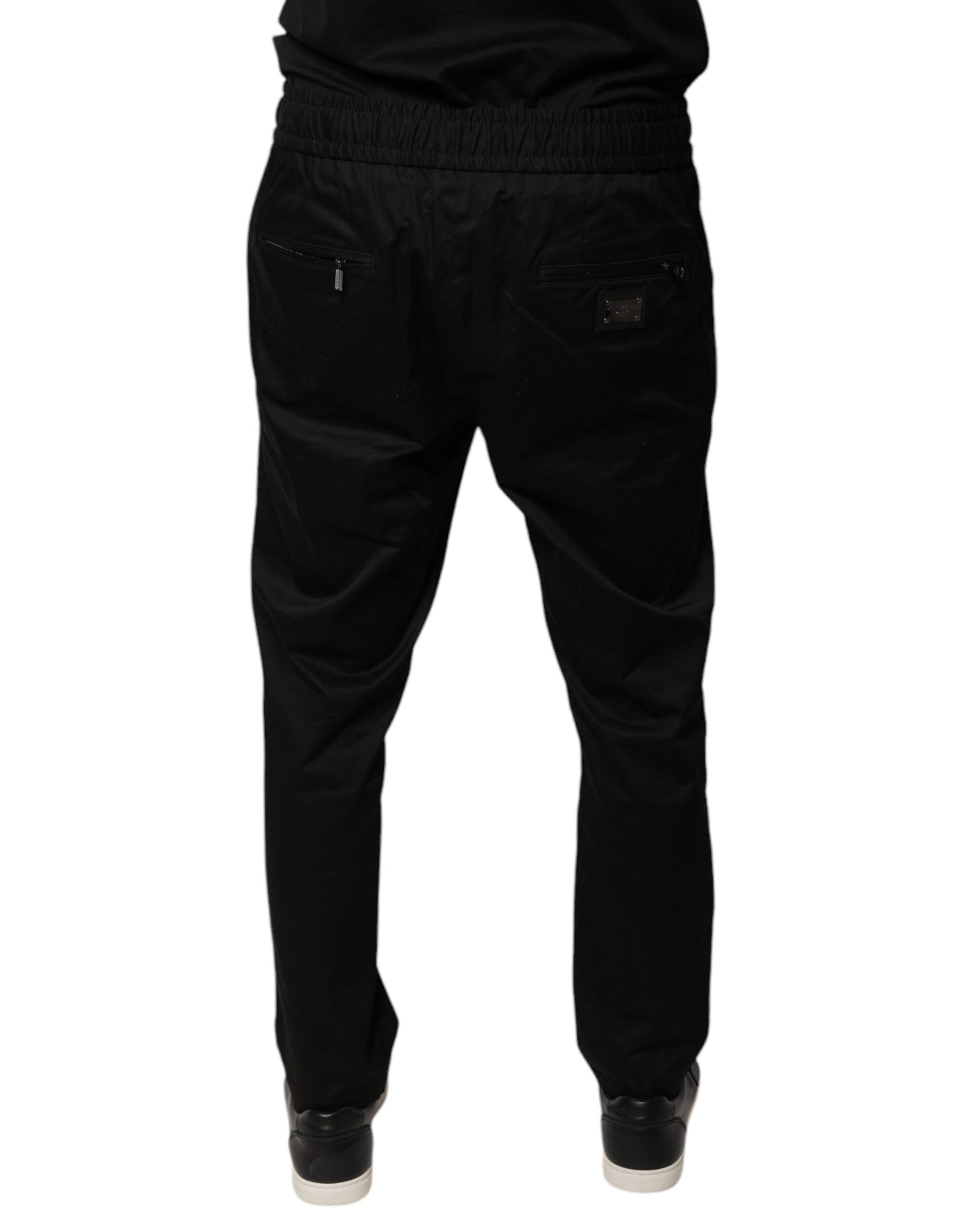 Schwarze Skinny-Jogginghose aus Baumwollstretch