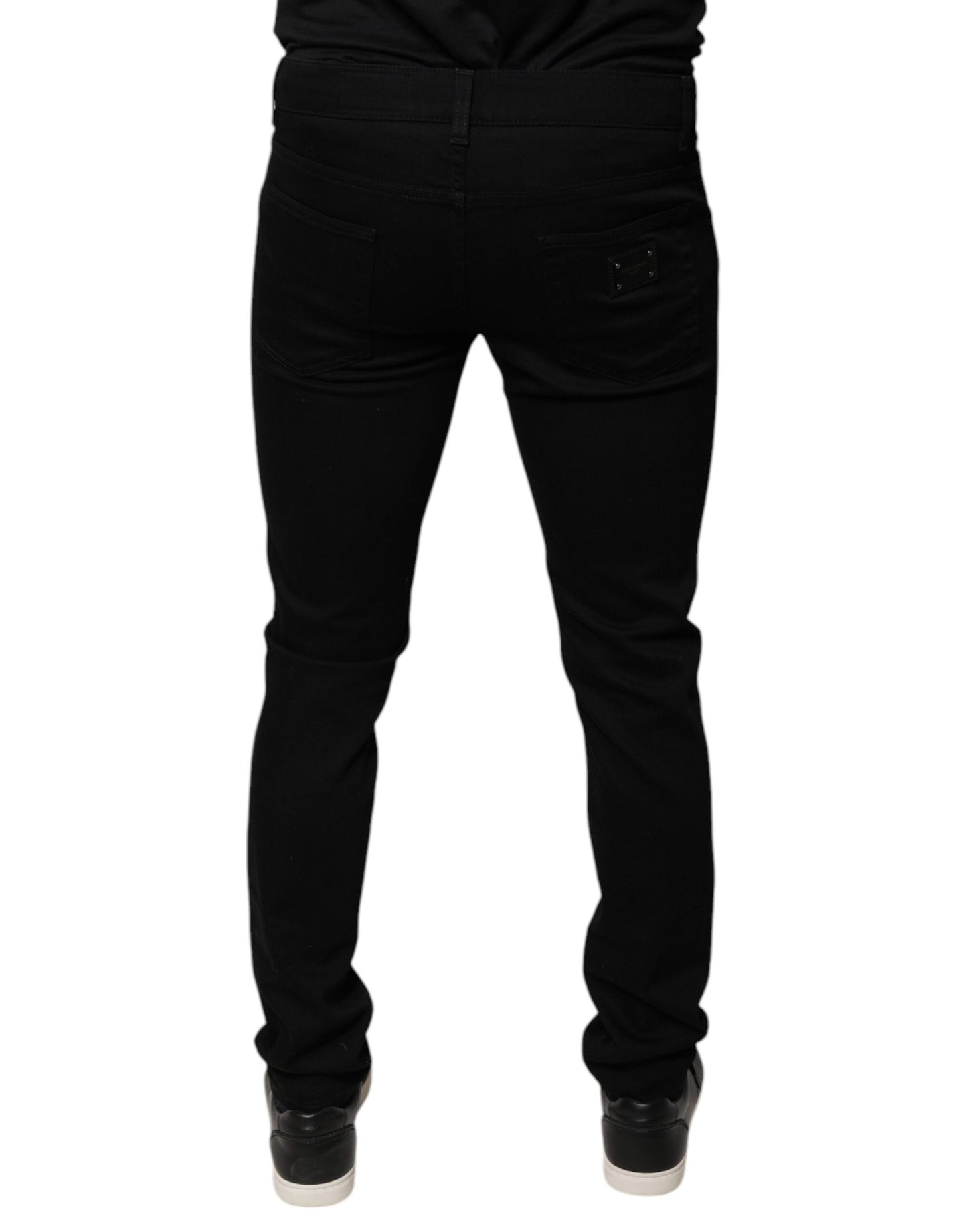 Schwarze Skinny-Jeans aus Baumwolle mit DG Crown-Logo