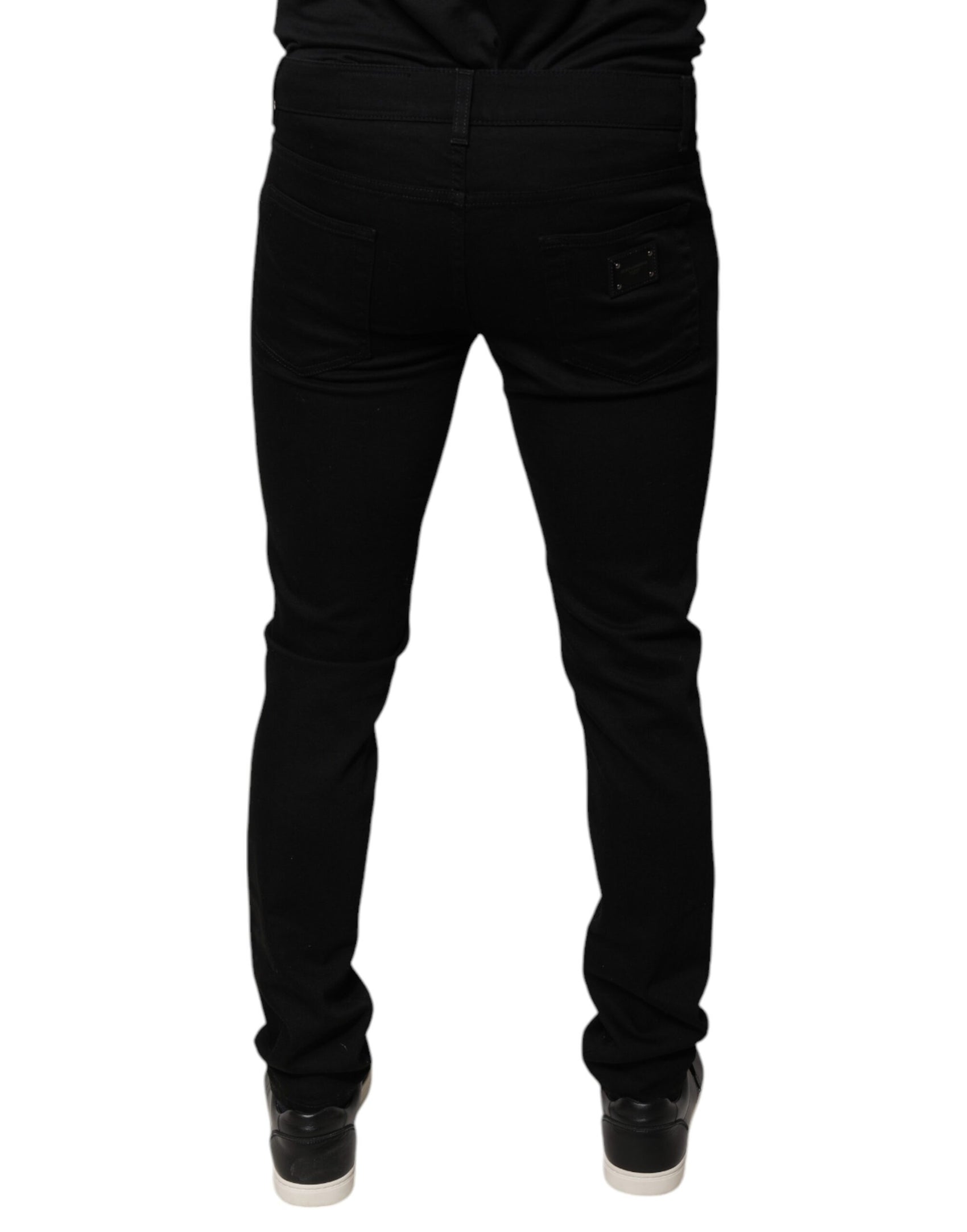 Schwarze Skinny-Jeans aus Baumwolle mit DG Crown-Logo